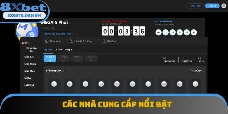 Hệ thống đối tác cung cấp tại sảnh xổ số 8XBET Hệ thống đối tác cung cấp tại sảnh xổ số 8XBET